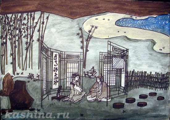 Tea House. Scenery sketch for G. Puccini`s opera Madama Butterfly, Evgeniya Kashina.
