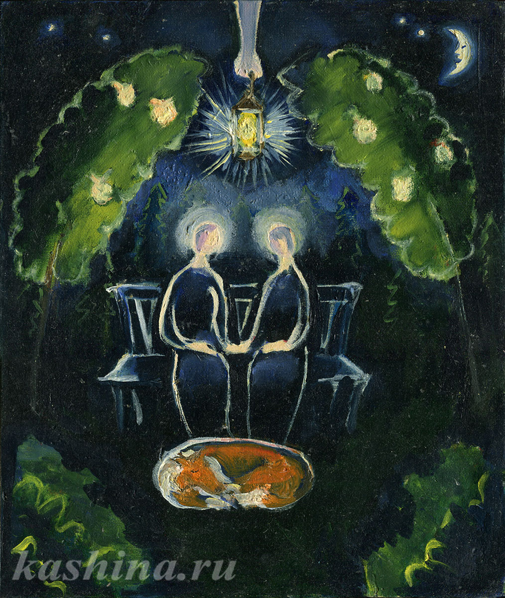 "Country supper", painting by Evgeniya Kashina