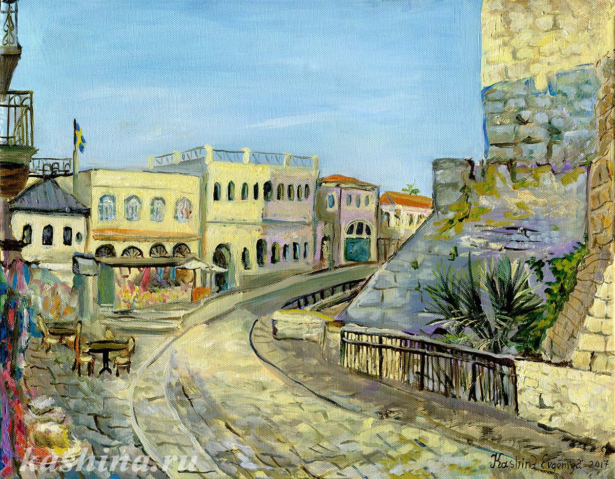 "Яффские ворота. Иерусалим, Старый город" картина Евгении Кашиной