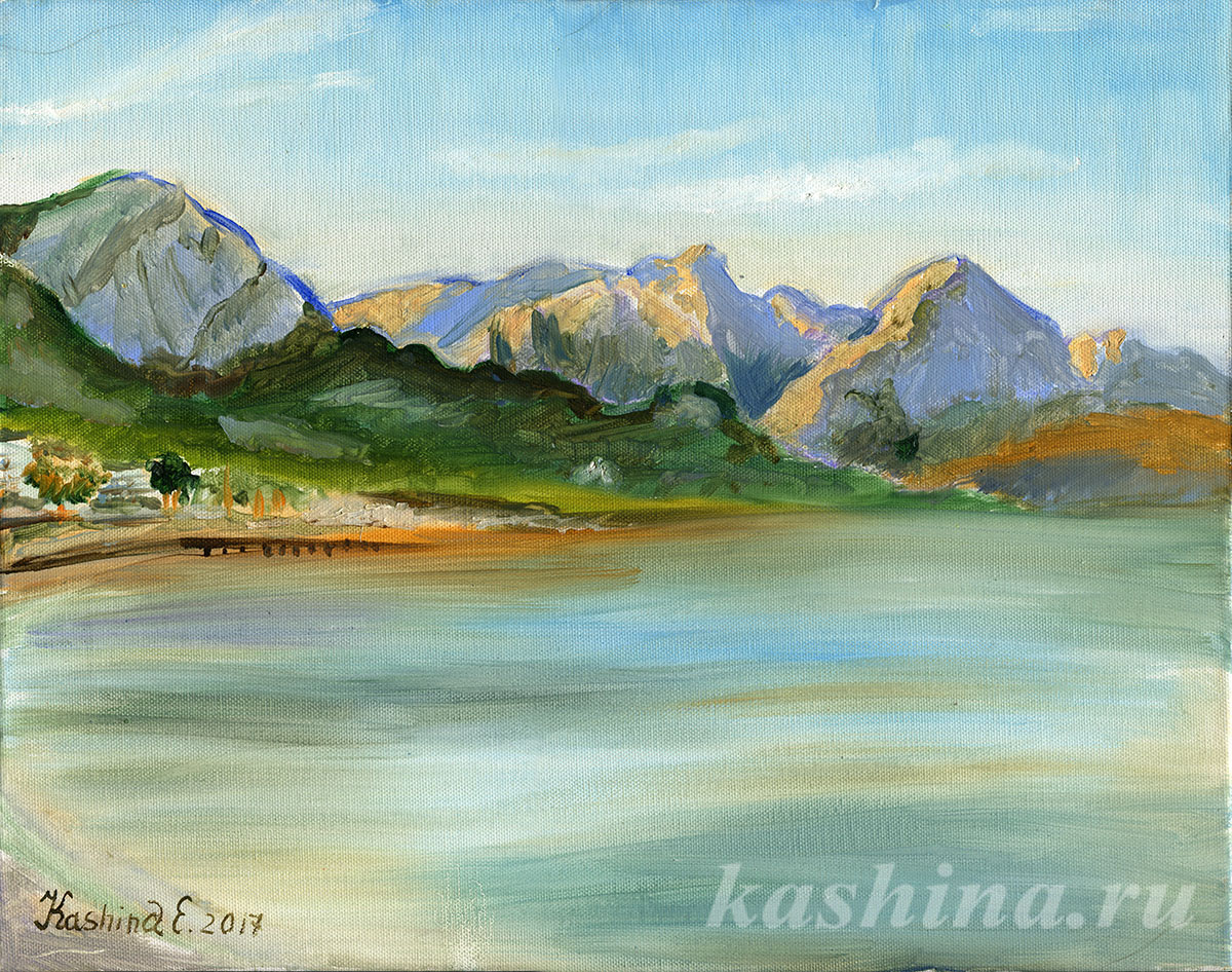 "Закат в горах Кемера" картина Евгении Кашиной