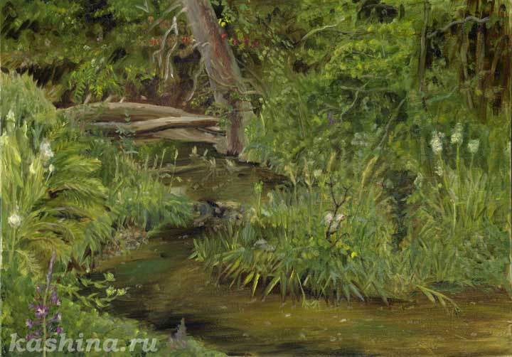 "Лесной ручей,", картина Евгении Кашиной