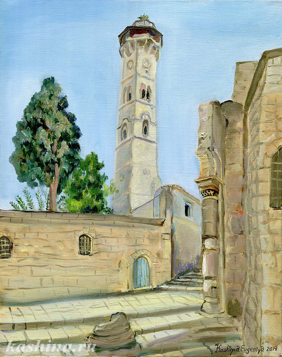 "Omar Mosque. Jerusalem Old City"
oil on canvas, 50cm x 40cm, 2017; painting by Evgeniya Kashina
