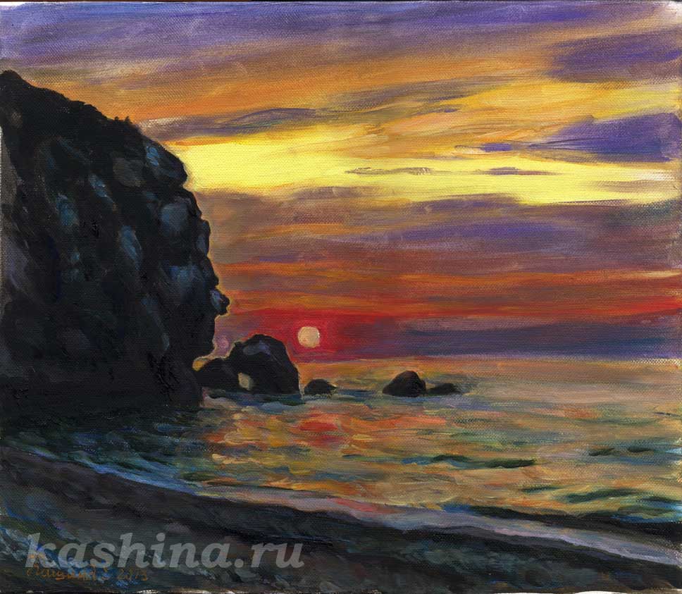 Мистический закат, пейзаж Евгении Кашиной
