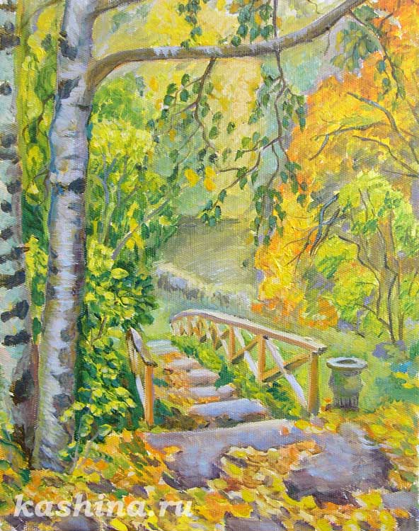 Осенний парк, картина Евгении Кашиной 