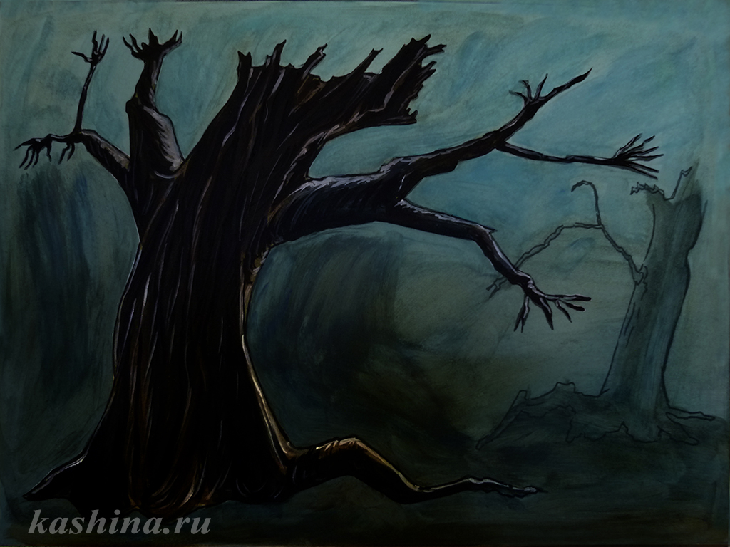 "Роща мертвых", картина Евгении Кашиной к московской постановке мюзикла "Последнее Испытание"