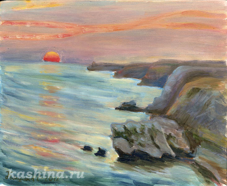 "Рассвет на Азовском море" картина Евгении Кашиной
