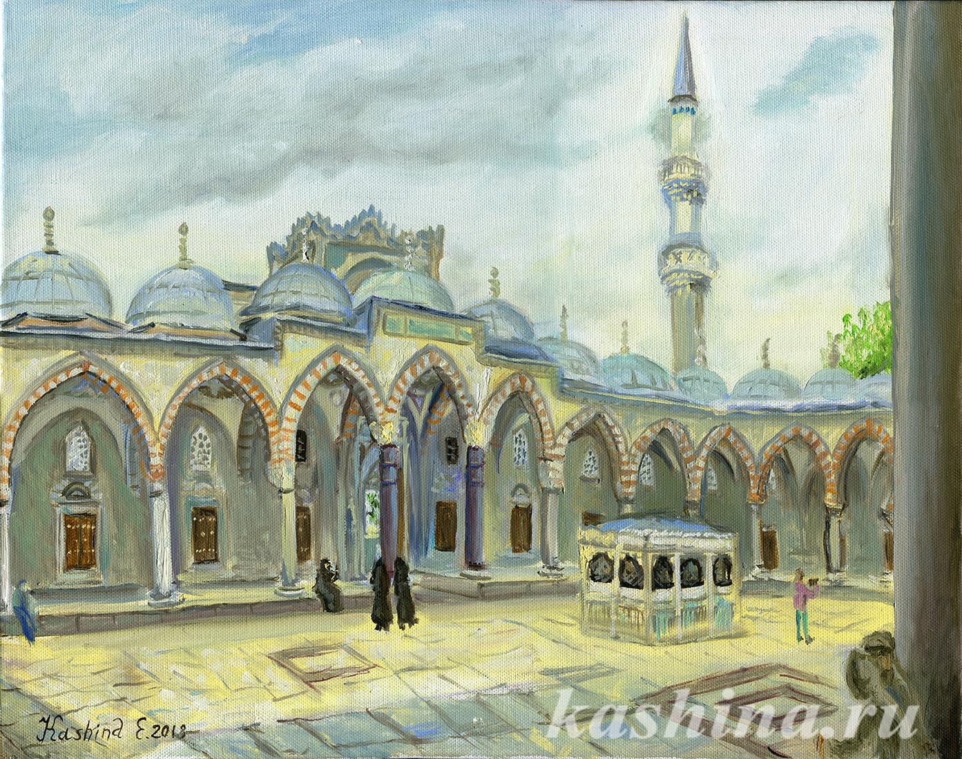 "Внутренний двор мечети Сулеймание" картина Евгении Кашиной
