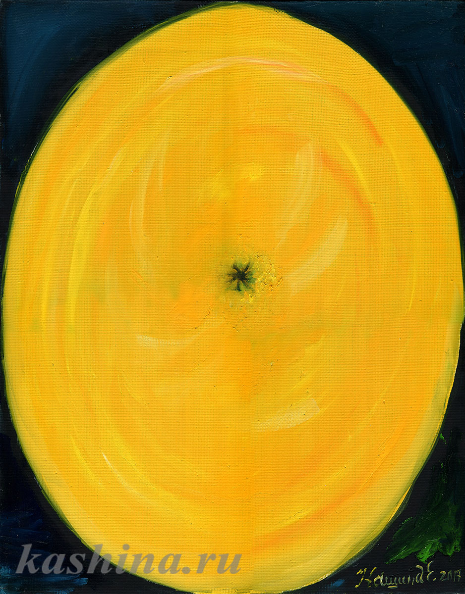 "Yellow navel as an existential expression of the joy of being", painting by Evgeniya Kashina