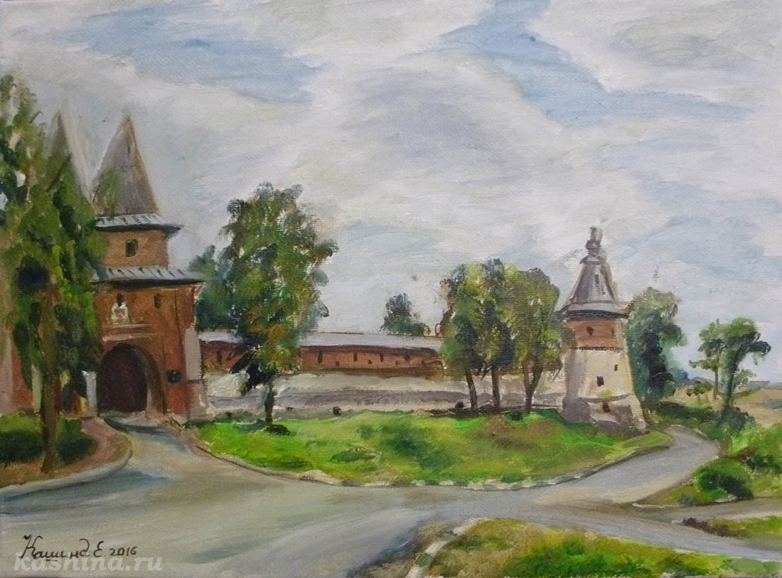 "View of the Zaraisk Kremlin", painting by Evgeniya Kashina.
oil on canvas, 30cm х 40cm, 2016, Zaraisk.