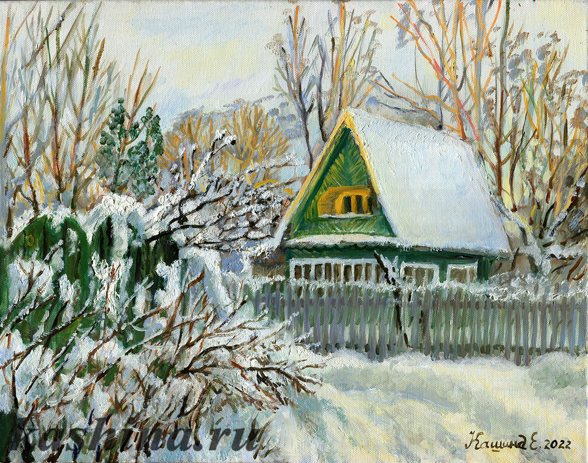 Картина Евгении Кашиной "Блики солнца. Зима в Поварово"