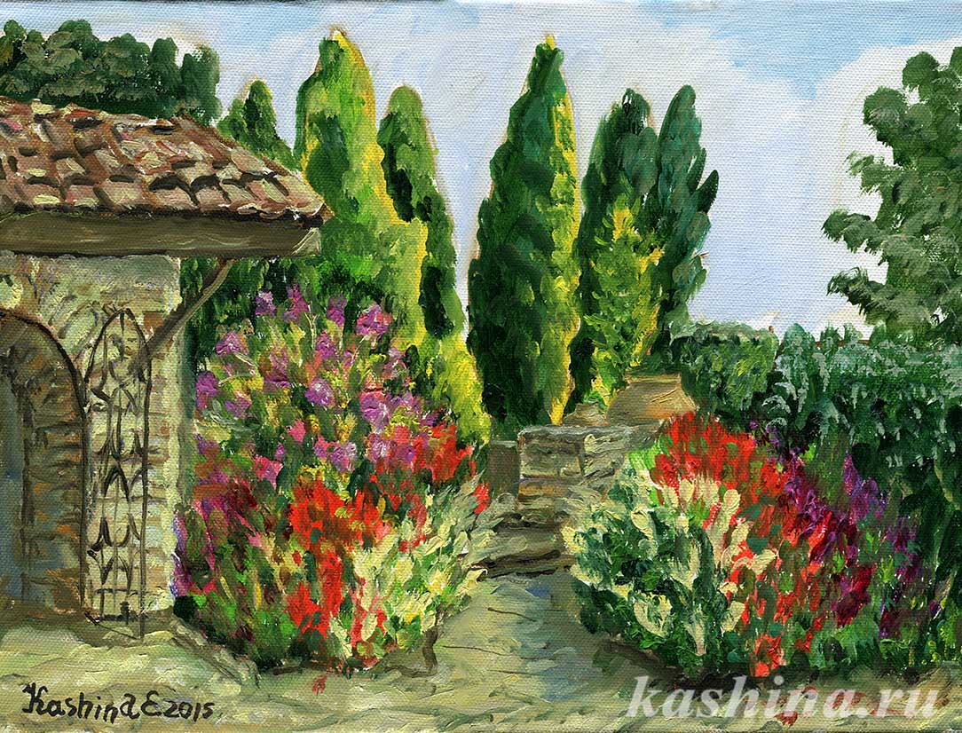 "Уголок Ботанического сада" картина Евгении Кашиной