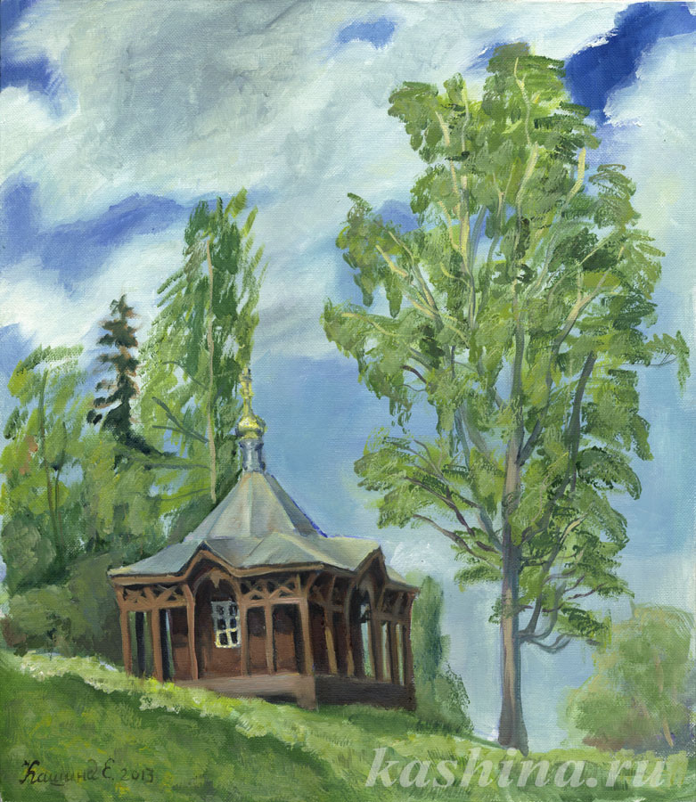 "Деревенская часовня" картина Евгении Кашиной
