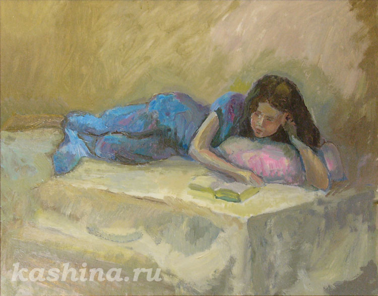 Девушка с книгой, картина Евгении Кашиной