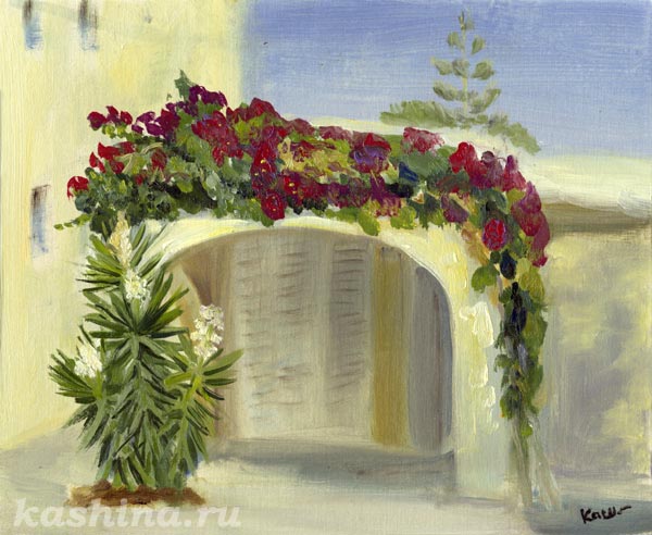 "Цветущий Юг, Кипр" картина Евгении Кашиной