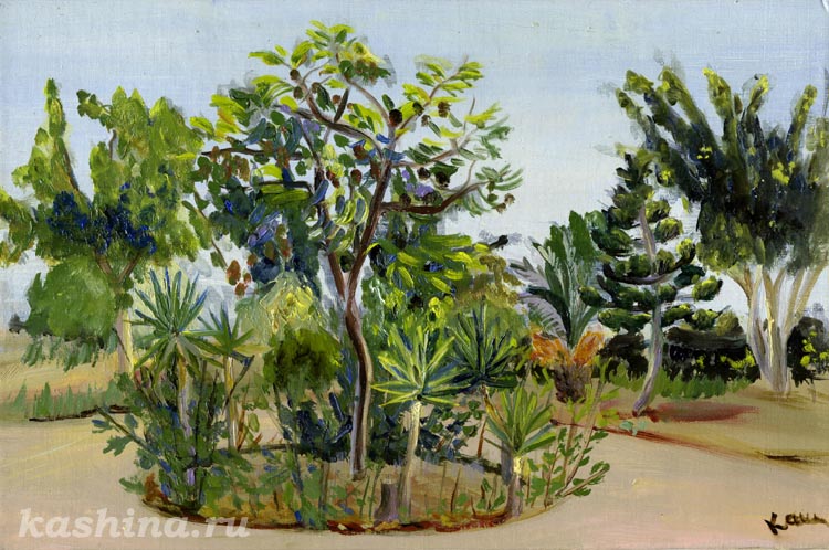"Пышнозелёный Кипр" картина Евгении Кашиной