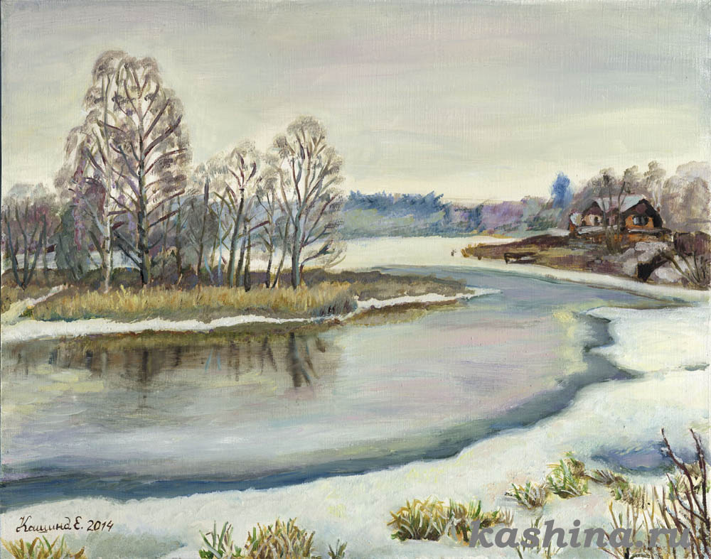 "Оттепель на реке Мста", картина Евгении Кашиной