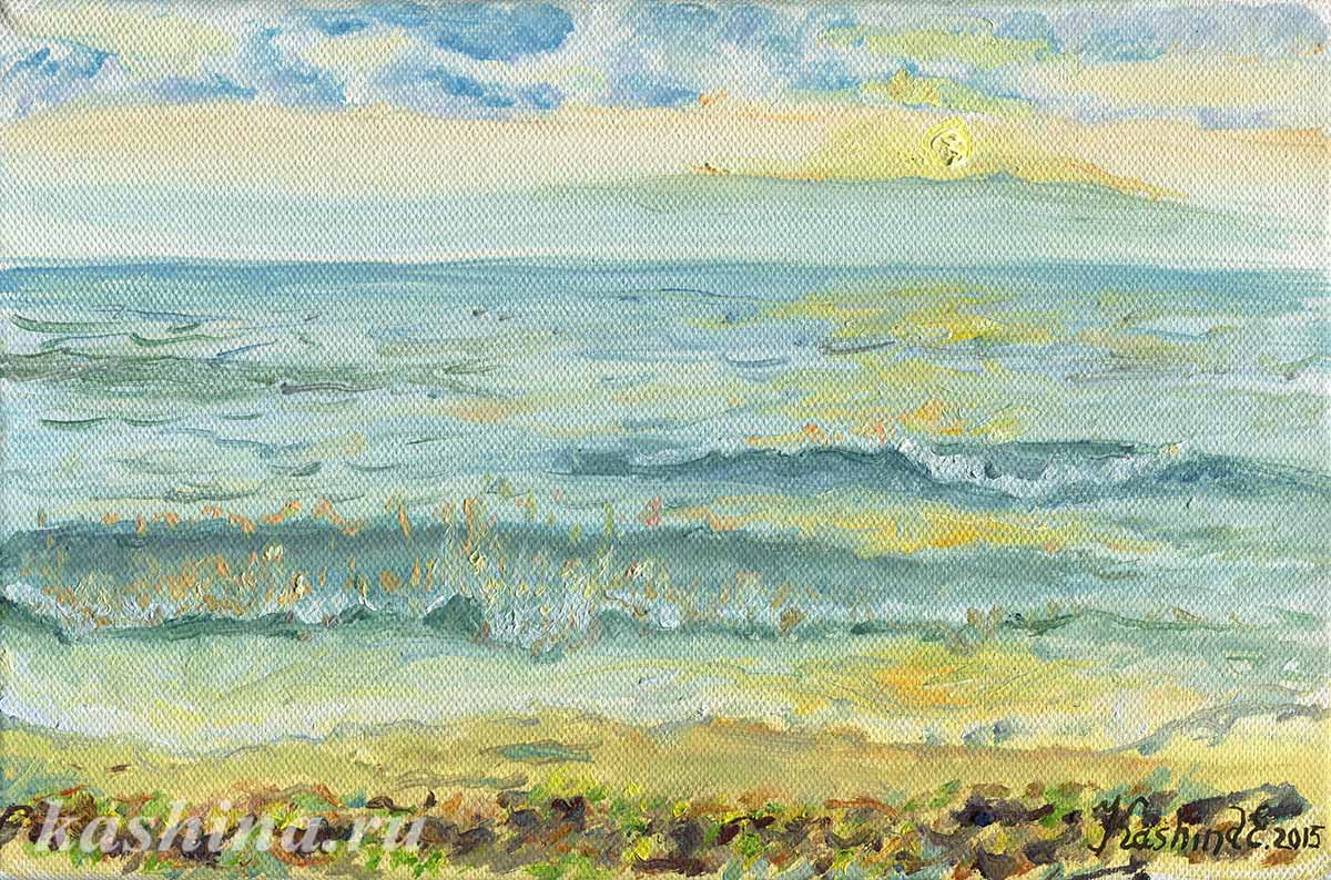 "Раннее утро на море" картина Евгении Кашиной