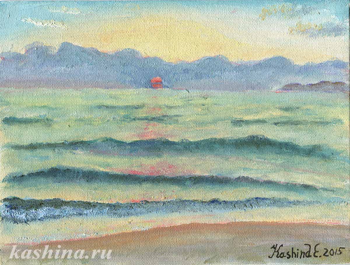 "Рассвет на море" картина Евгении Кашиной